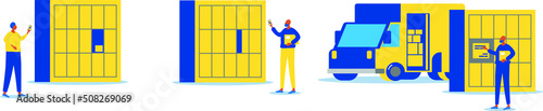 Vector graphic of a postal service with a parcel locker.