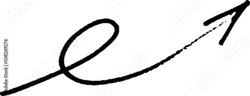 Brushstroke Arrow smooth two loop up. Hand drawn pointer.