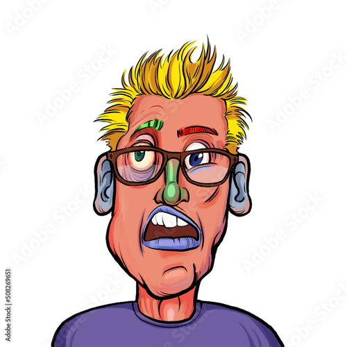 Wallpaper Mural Caricature humor illustration of imaginary cartoon person with funny facial expression isolated on white background Torontodigital.ca
