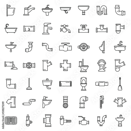 Sewerage icons set outline vector. Water leak