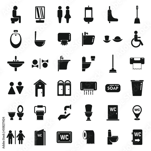 Wc icons set simple vector. Toilet sign