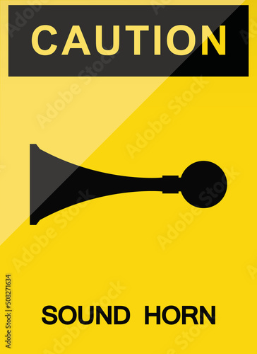 caution sound horn yellow sign