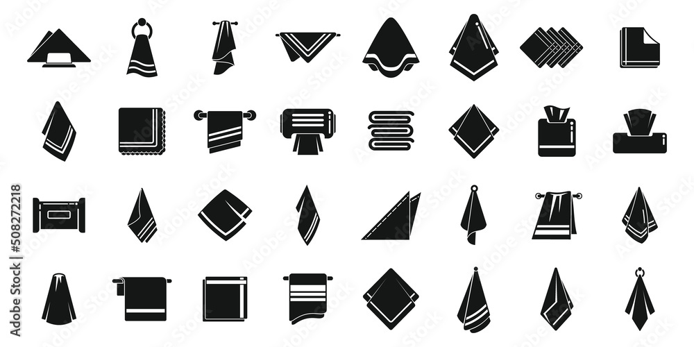 Handkerchief icons set simple vector. Folded napkin - obrazy, fototapety, plakaty 