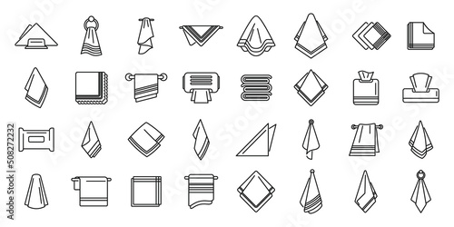 Handkerchief icons set outline vector. Folded napkin photo