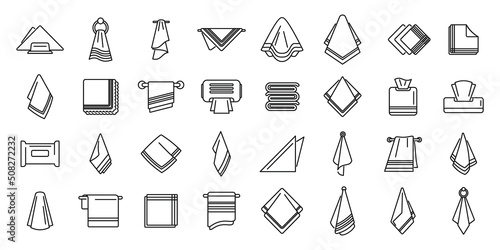 Handkerchief icons set outline vector. Folded napkin