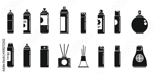 Air freshener icons set simple vector. Auto breathe photo