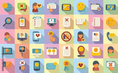 Dislike icons set flat vector. Thumb up