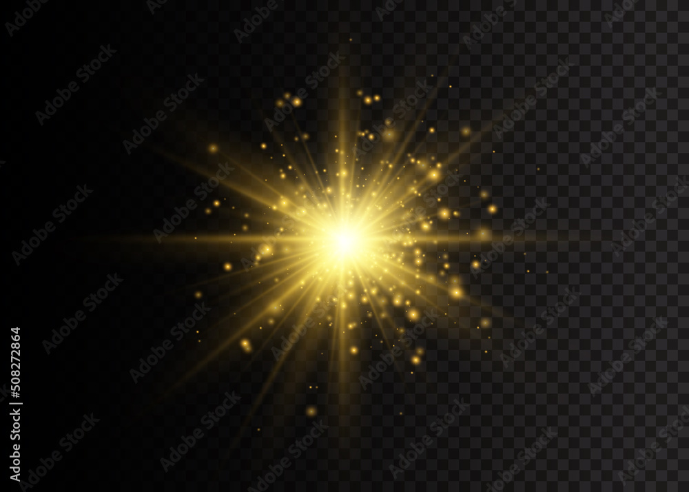 Flash of sun with rays and star. Flash of sun with rays and star.