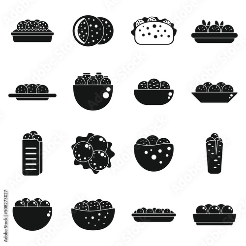 Falafel icons set simple vector. Pita food