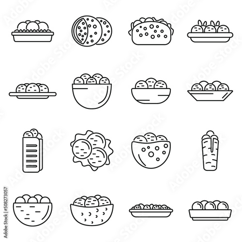 Falafel icons set outline vector. Pita food