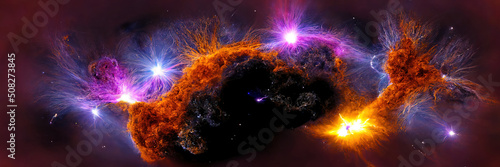 Beautiful Misty Space Nebula, Cosmos Scale