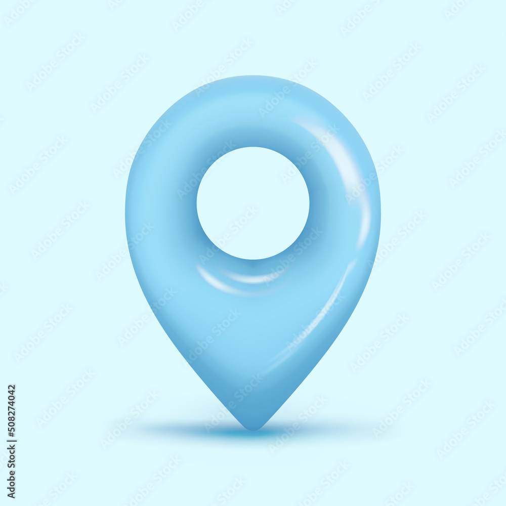3D map location point marker of map or navigation pin icon sign on isolated blue background. 3d pin navigation is pink color with shadow on map direction. 3d GPS pin vector render illustration 3D map location point marker of map or navigation pin icon sign on isolated blue background. 3d pin navigation is pink color with shadow on map direction. 3d GPS pin vector render illustration