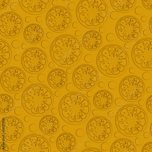 Pattern of lemon slices drawing with lines