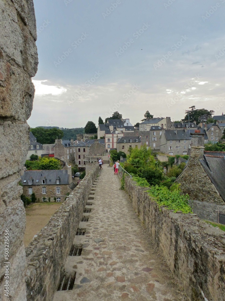Dinan, France - August 2018 : Visit the beautiful city of Dinan in Brittany, through the fortifications and through the city