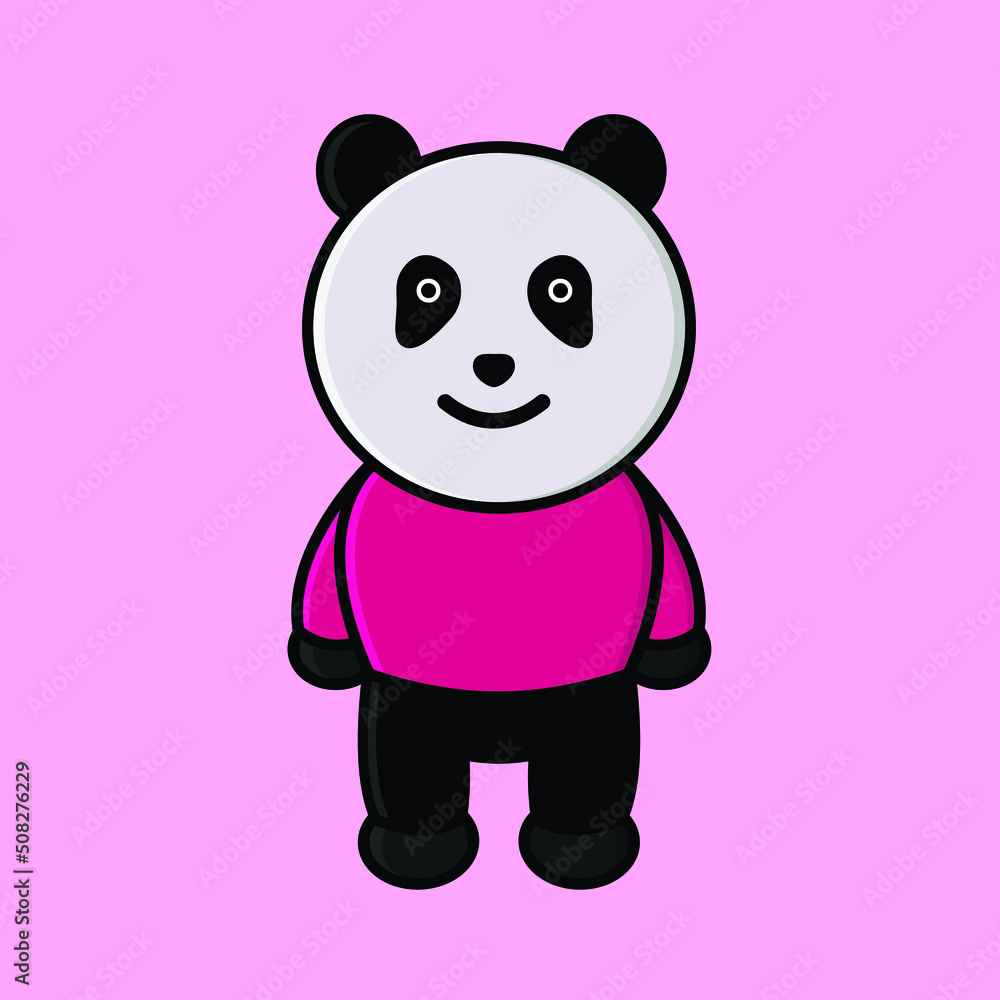 Fototapeta premium Cute panda wear pink sweater mascot of illustratsion vector