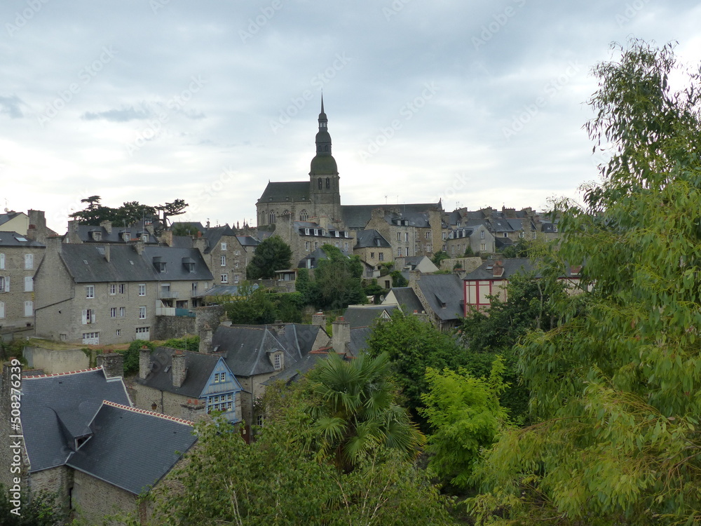 Dinan, France - August 2018 : Visit the beautiful city of Dinan in Brittany, through the fortifications and through the city
