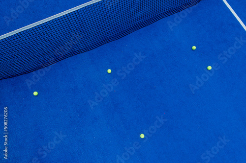 zenithal aerial view of a paddle tennis court, racket sports concept photo