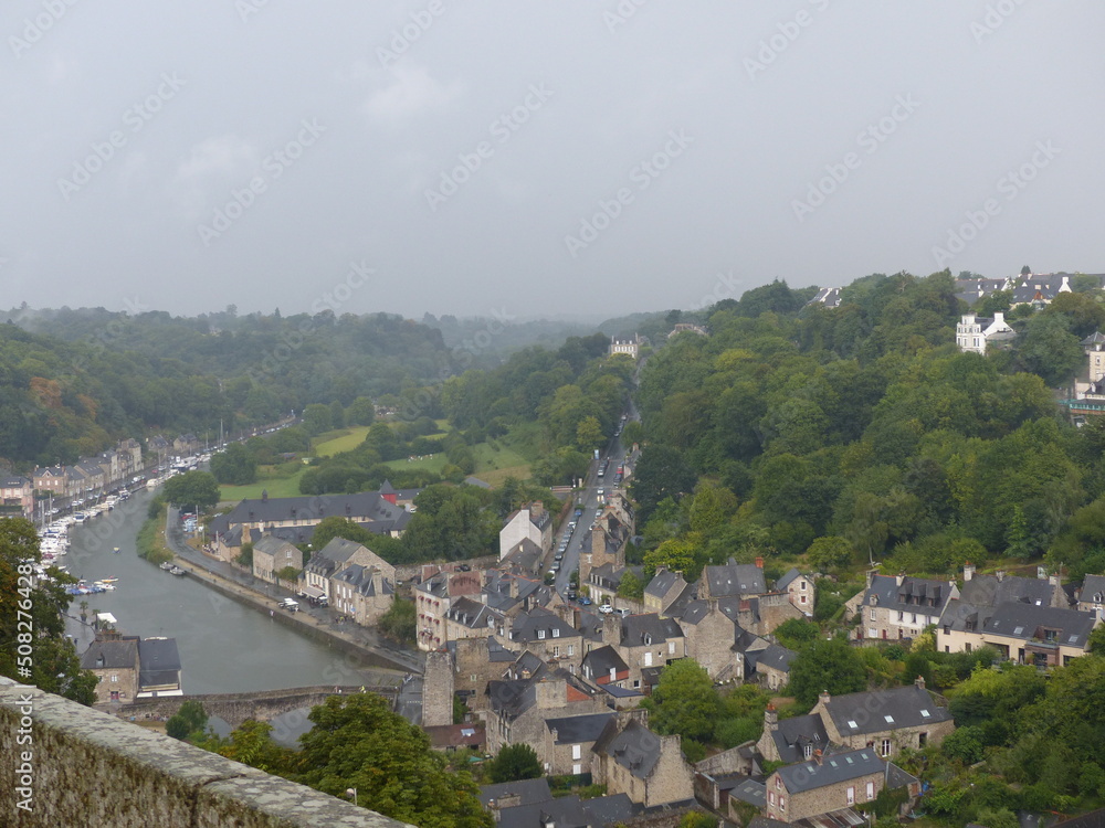Dinan, France - August 2018 : Visit the beautiful city of Dinan in Brittany, through the fortifications and through the city
