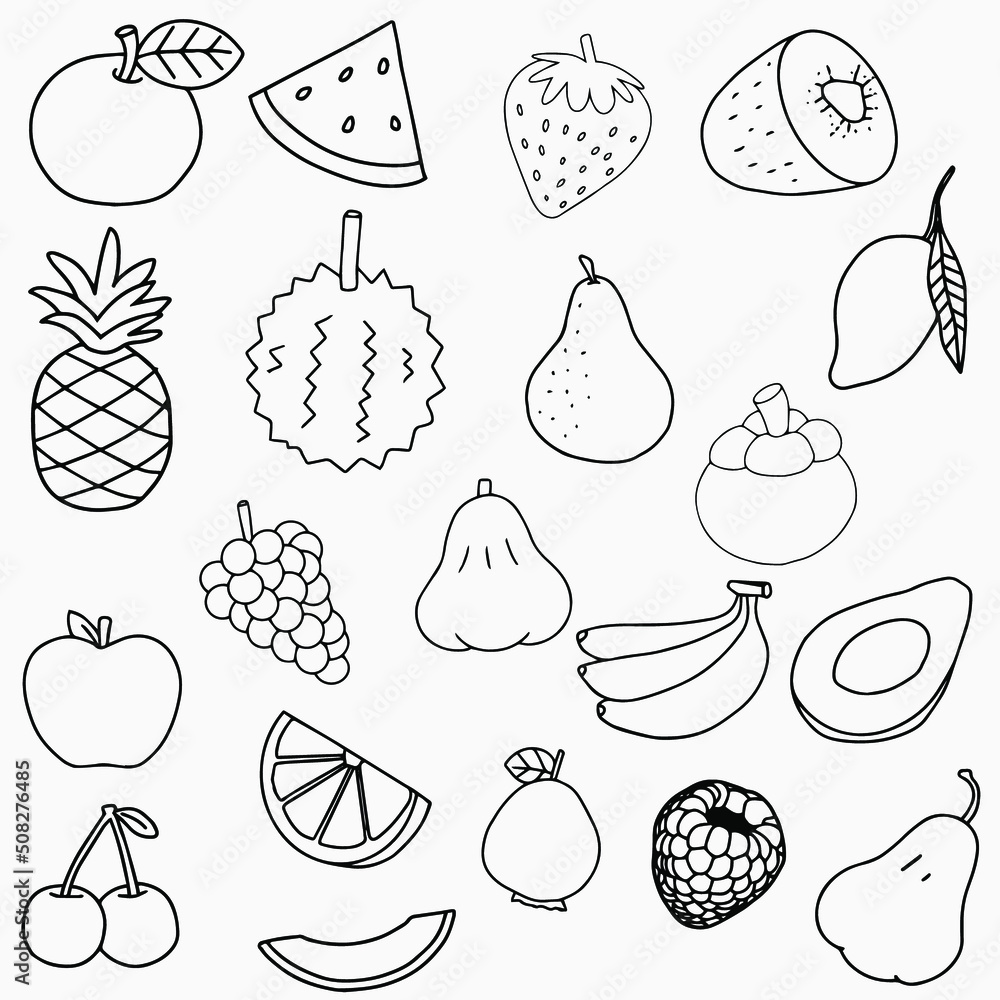 Fruits in Pencil Colour Sketch Simple Style - Stock Illustration  [103593074] - PIXTA