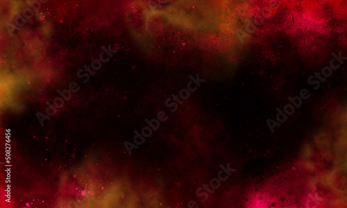 abstract night sky space watercolor background with stars. watercolor dark red-pink nebula universe. watercolor hand-drawn illustration. Pink watercolor ombre leaks and splashes texture.