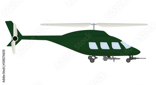 Green military helicopter. vector illustration