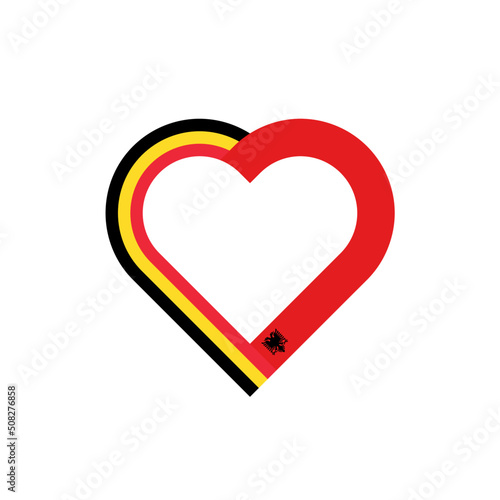 unity concept. heart ribbon icon of belgian and albania flags. vector illustration isolated on white background