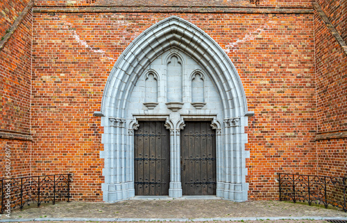 Gothic brick church door entrance