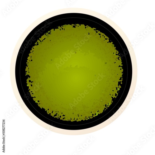 Top view matcha tea icon cartoon vector. Green powder