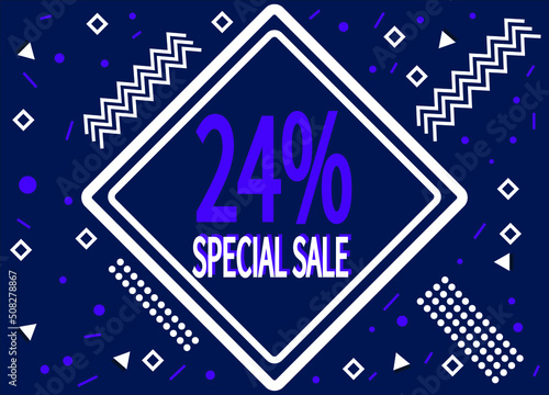 24% special sale. Banner with 24% off icon on dark background for promotion.