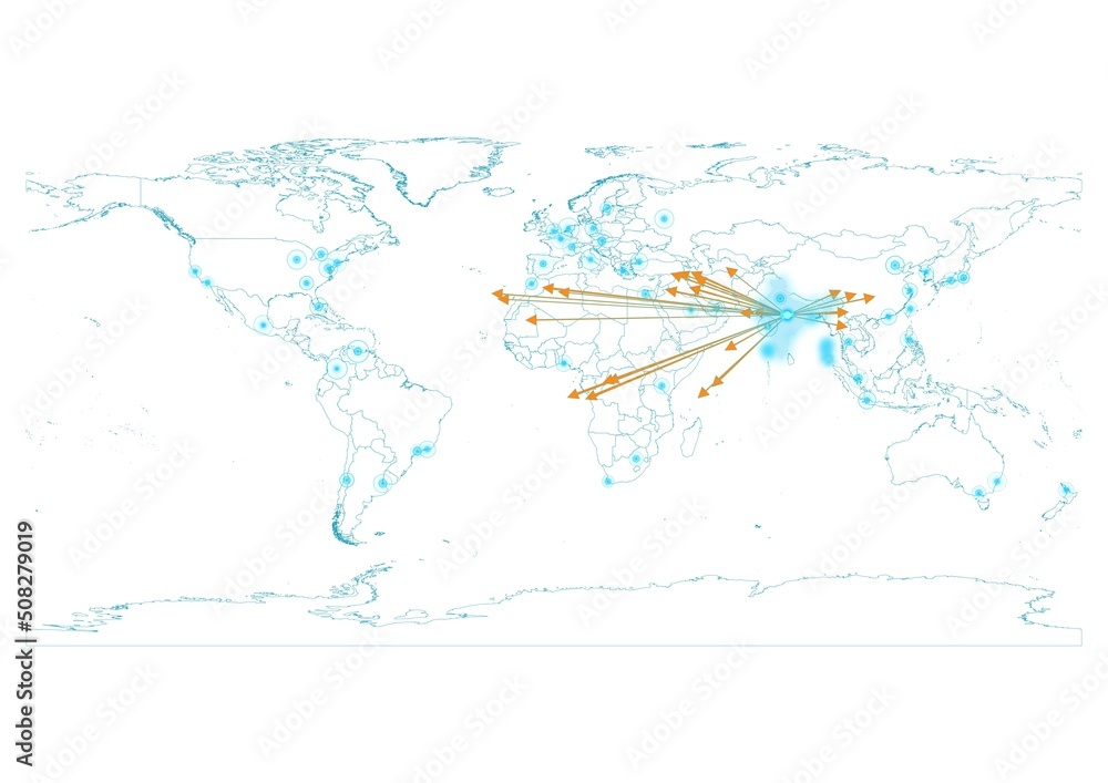 India map, export concept map for India on white background suitable for export concepts. File is suitable for digital editing and large size prints.