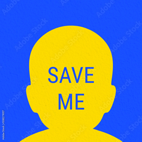 child protection poster. silhouette of a yellow child on a blue background.