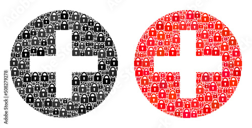 Safety mosaic medicine icon. Medicine mosaic icon of lock icons. Vector combination for lockdown purposes.