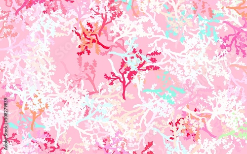 Light Pink, Yellow vector natural pattern with leaves, branches.