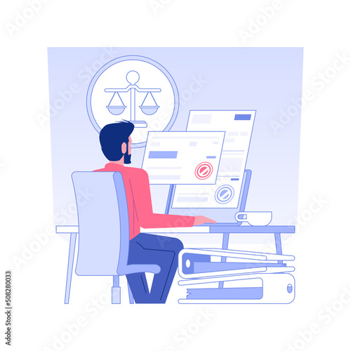 Prepare legal documents isolated concept vector illustration. Professional lawyer writing contracts and patent applications, business people, providing legal service vector concept.