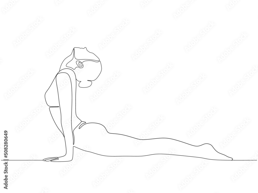 Woman doing yoga pose. Continuous line. Vector illustration