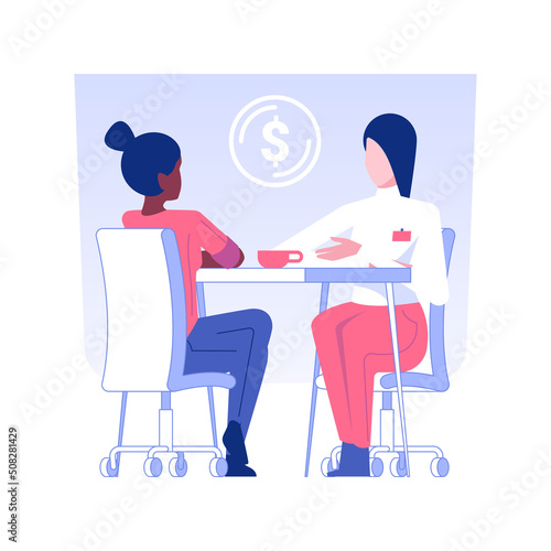 Opening business account isolated concept vector illustration. Businessman checking account in commercial bank, provision of financial services, corporate banking report vector concept.