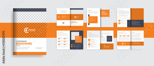 Company profile brochure template layout design, multipage corporate brochure design, editable template layout, annual report template design.