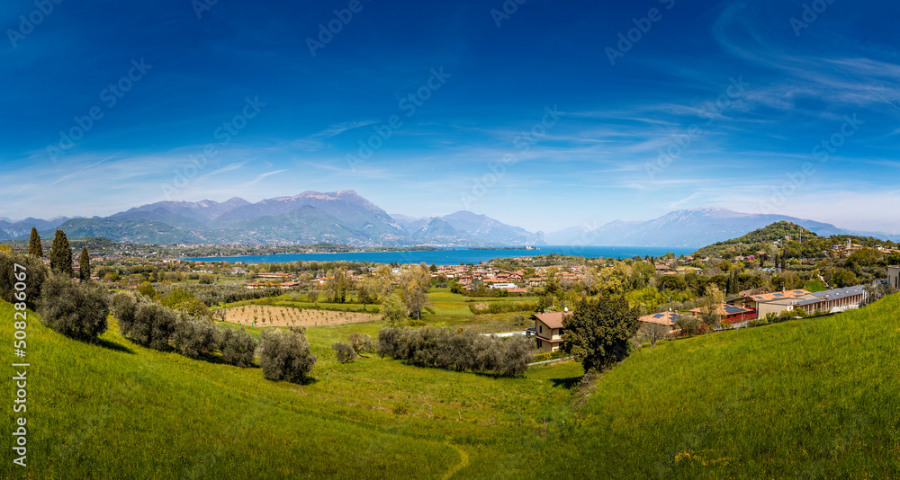 Panoramic view over the lake Garda, seen from Manerba, Italy