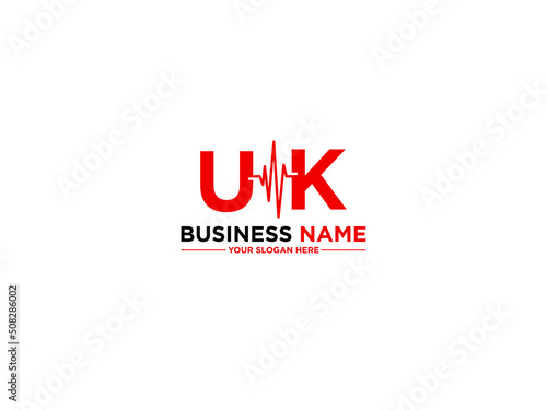 Creative UK Logo Icon, Letter Uk ku Logo Icon Vector Image Design With Medical Heart photo