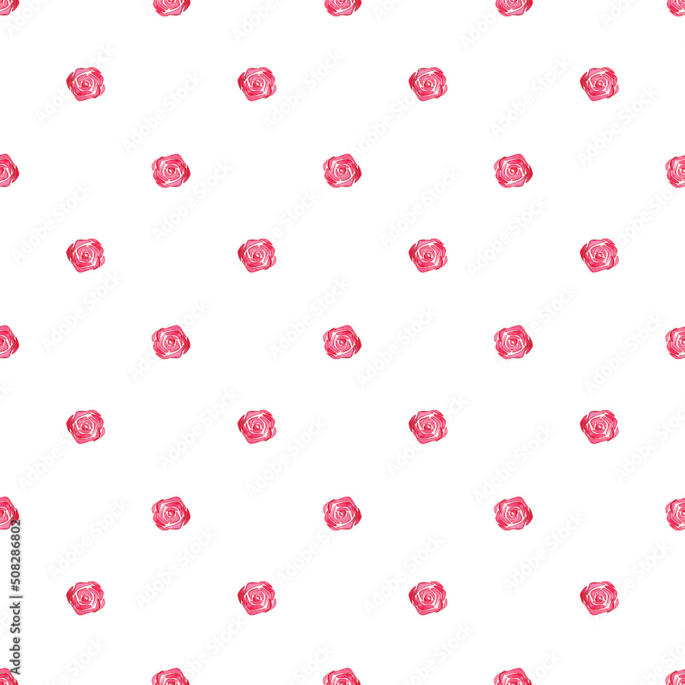 Seamless pattern with pink rеd roses. Romantic wallpaper. Hand painted watercolor botanical illustration Seamless pattern with pink rеd roses. Romantic wallpaper. Hand painted watercolor botanical illustration