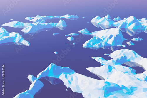 low poly ice in the ocean