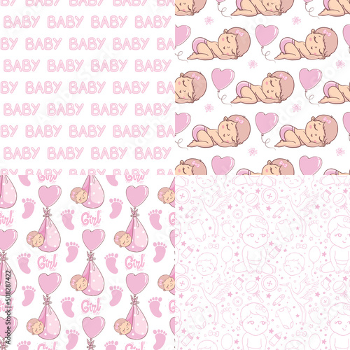 Vector greeting card. Baby shower card. Baby announcement card design element.