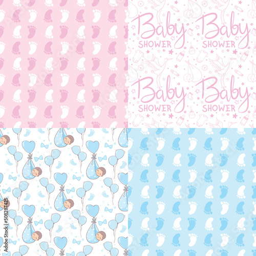 A set of ready-made designs for newborns. This is a boy. It's a girl. Vector illustration.