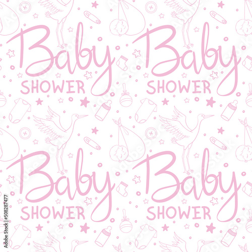 Vector greeting card. Baby shower card. Baby announcement card design element.