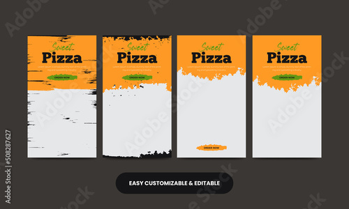 Delicious food pizza social media story template bundle. pizza social media stories bundle