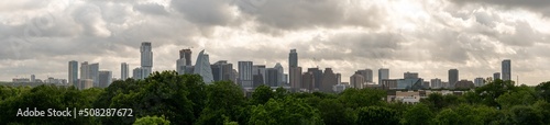 Panoramic View of Austin Skyline with Cloudy Skies half way 2022 © porqueno