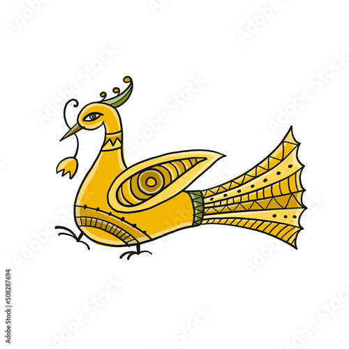 Magic bird isolated on white. Art for your design