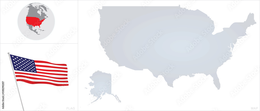 USA map and flag. vector