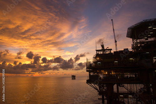 Offshore oil rig or production platform in the South China Sea, Malaysia