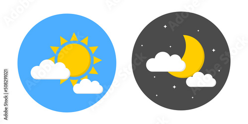 Day and night icon symbol set